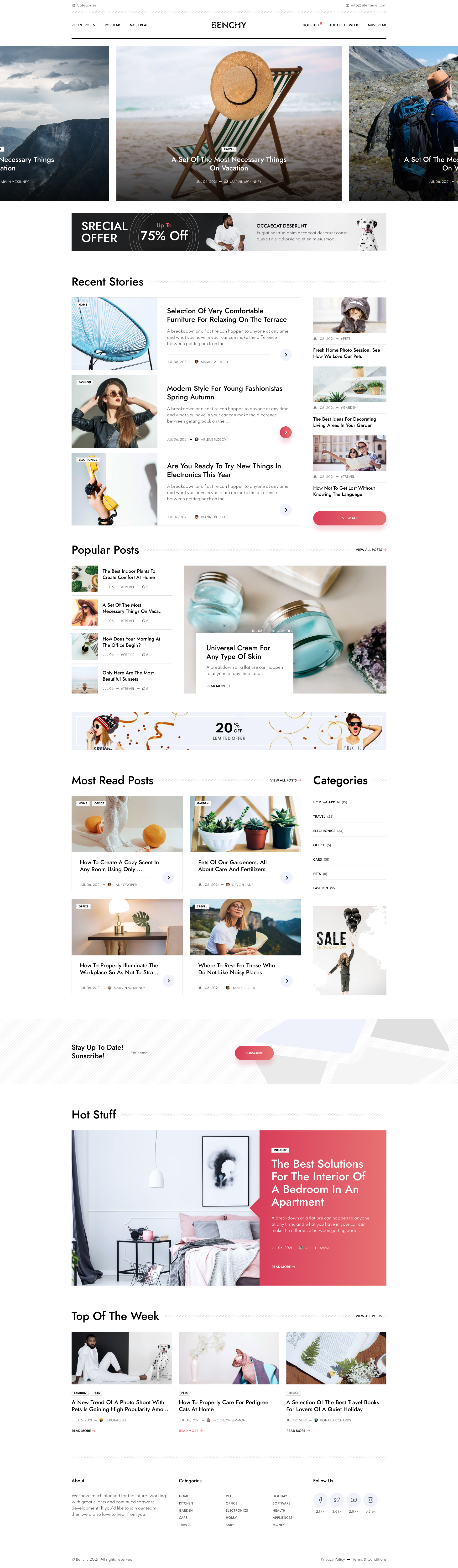 Benchy - Blog & Magazine Sketch UI Template