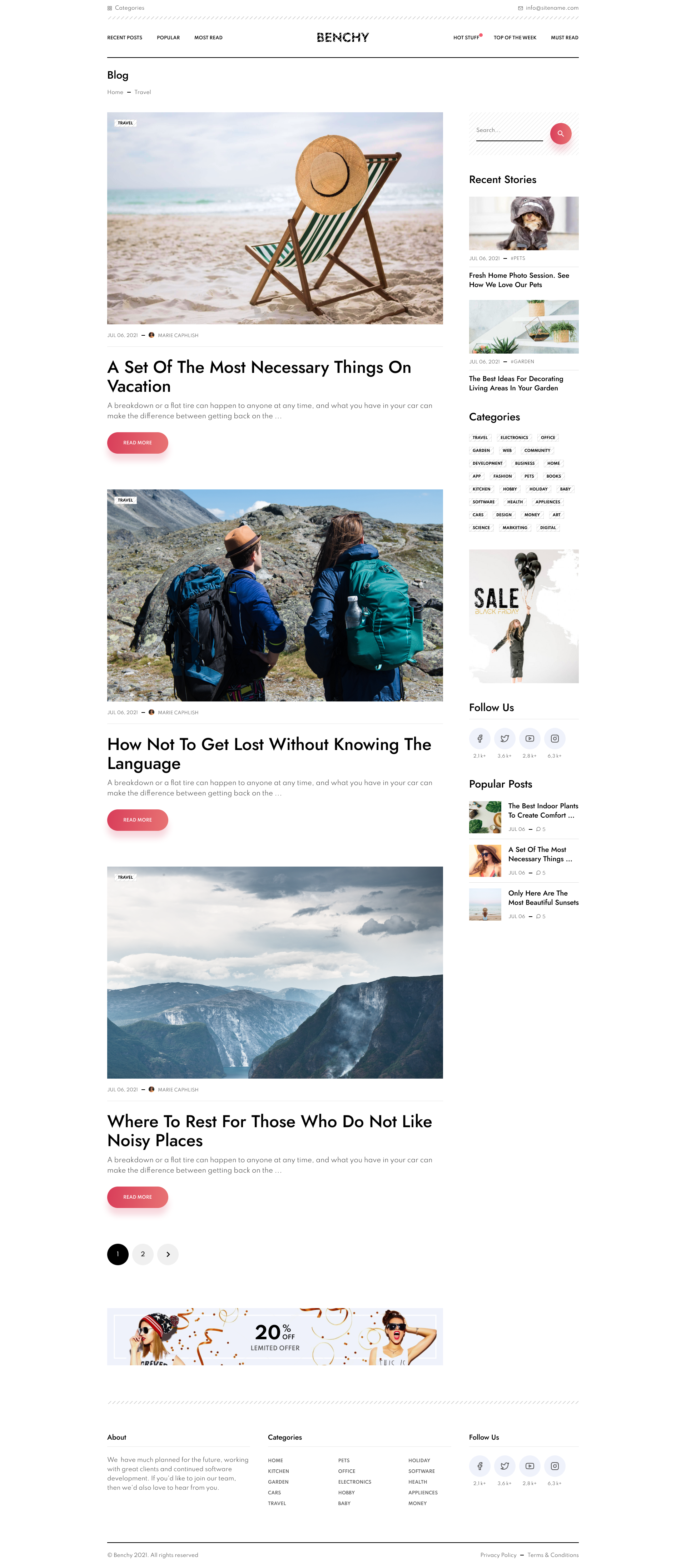 Benchy - Blog & Magazine Sketch UI Template