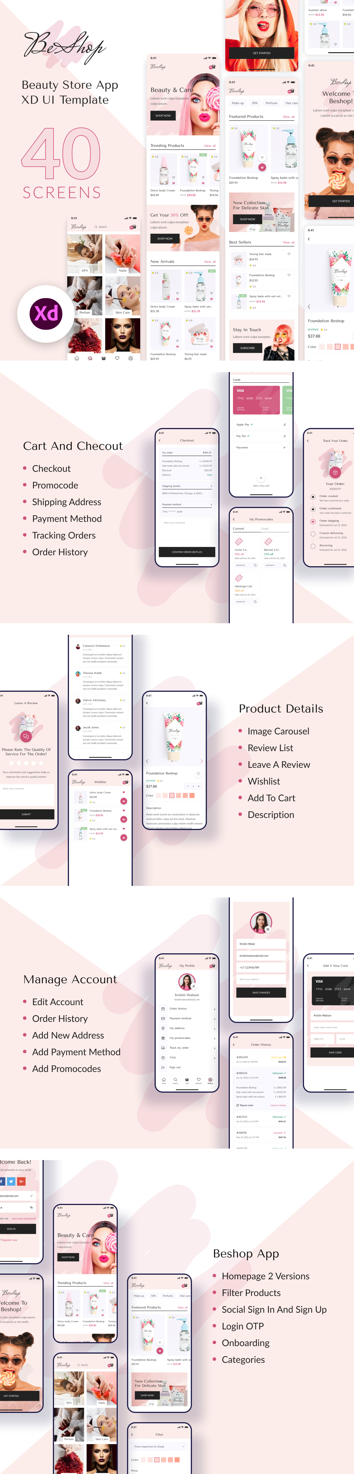 BeShop - Beauty Store App XD UI Template