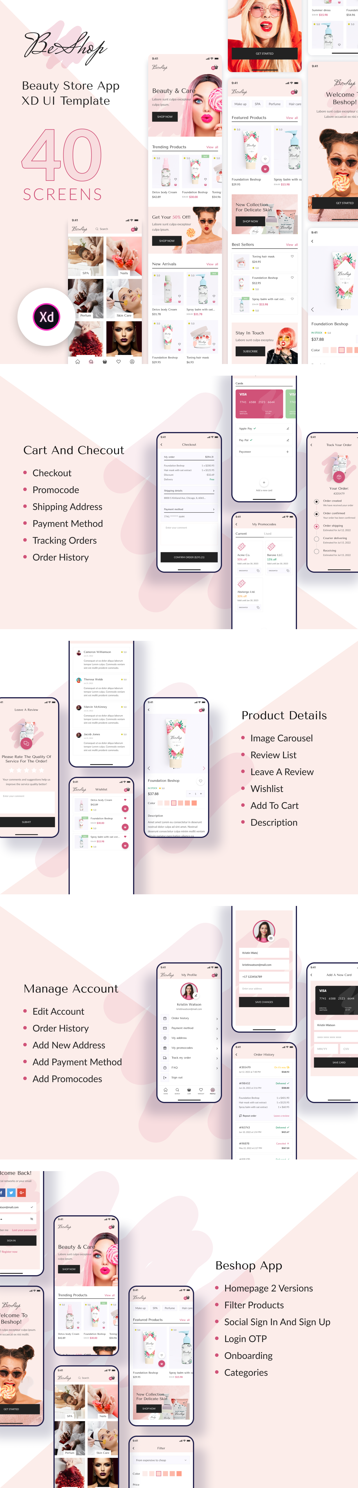 BeShop - Beauty Store App XD UI Template - 1