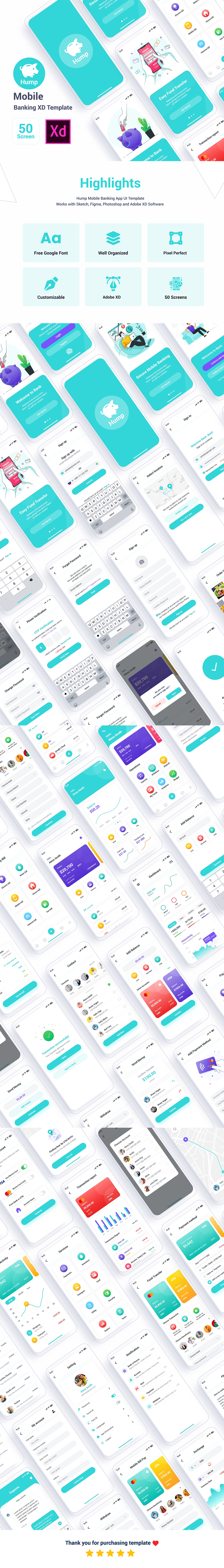 Hump – Mobile Banking Adobe XD Template - 1