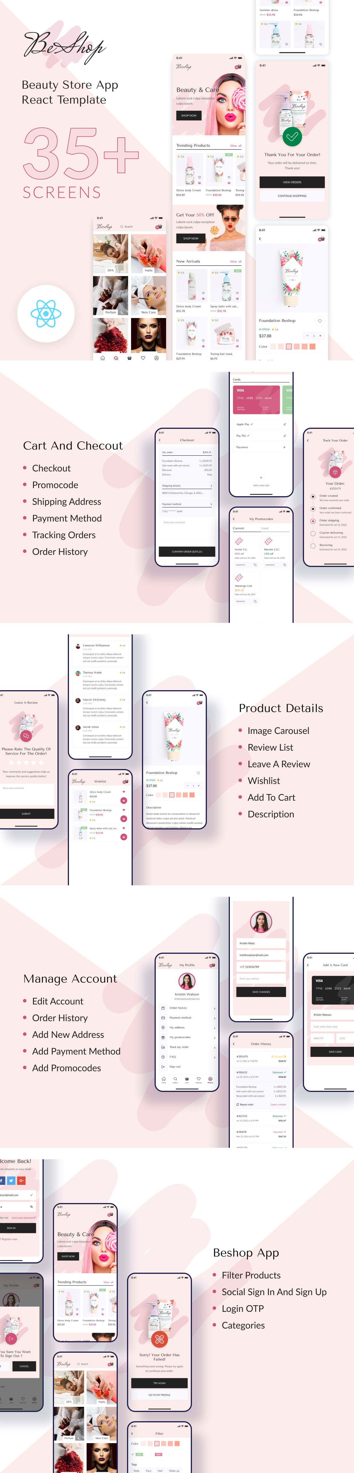 BeShop - Beauty Store & eCommerce React Mobile App | PWA - 1