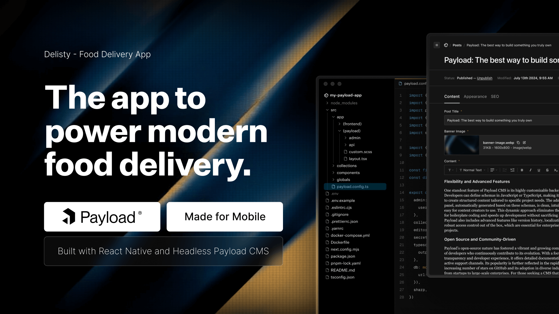 Delisty – Food Ordering APP (Payload CMS + Expo React Native)
