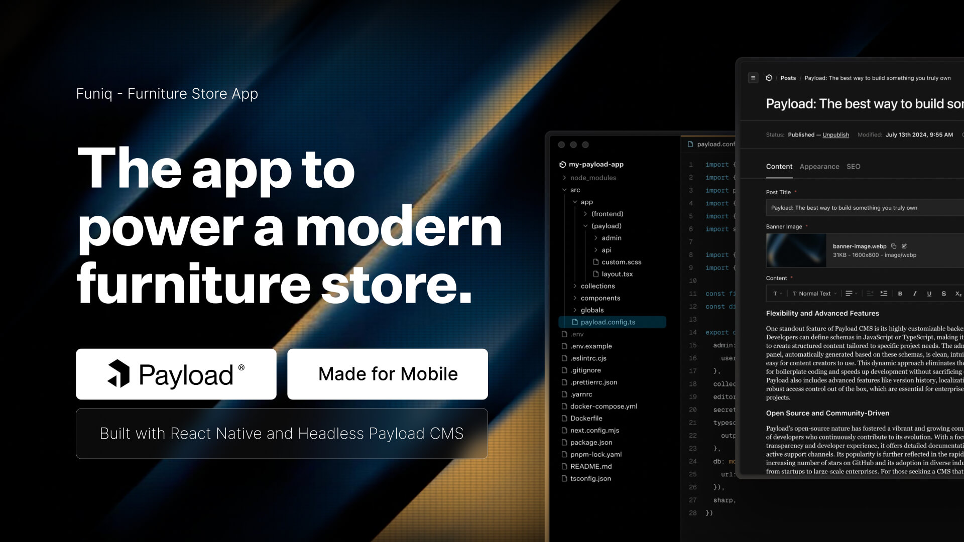 Funiq – Modern Furniture App with Payload CMS (Expo version) - 2