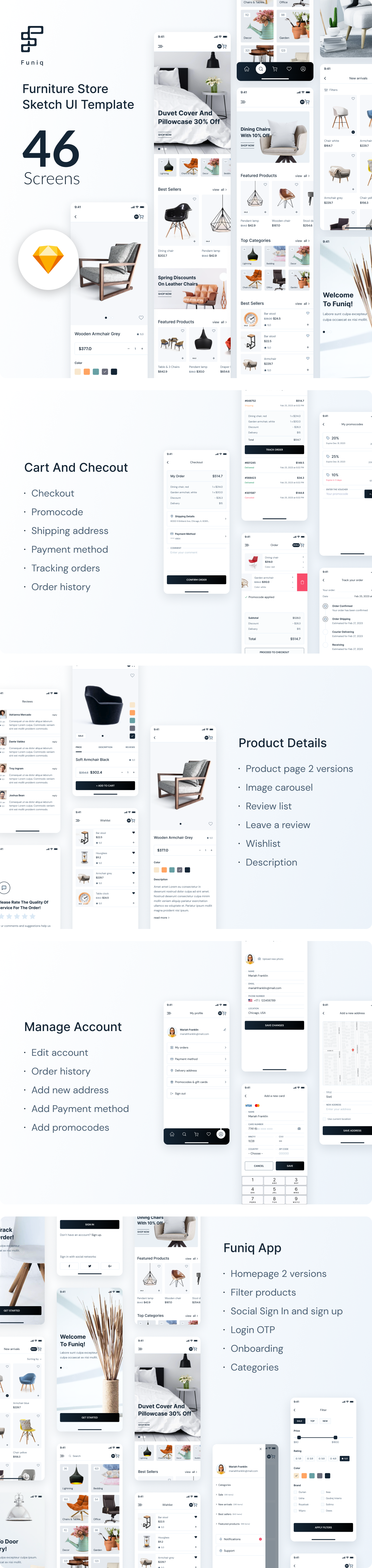 Funiq - Furniture Store Sketch UI Template - 1