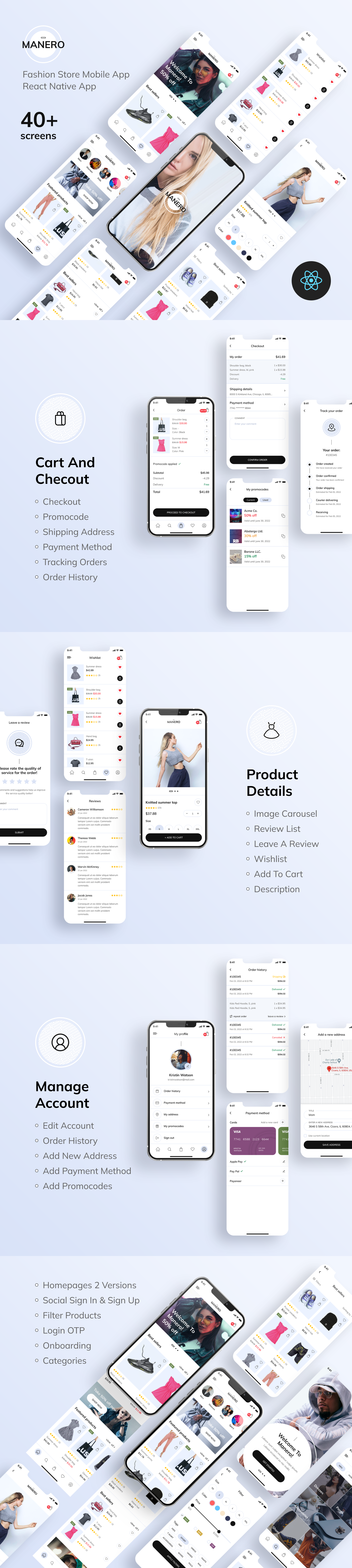 Manero - Fashion E-Commerce React Native App | CLI  0.70.6 - 2