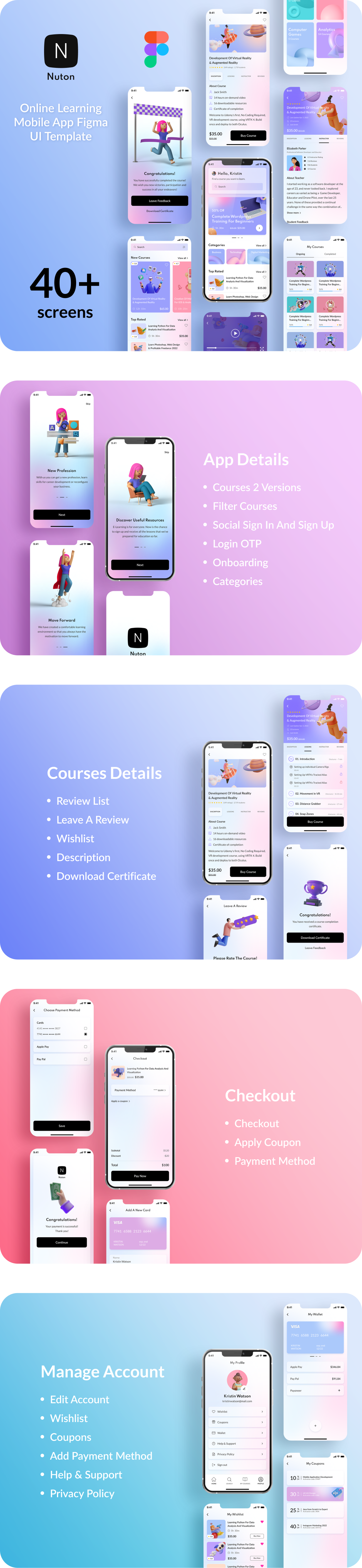 Nuton - Online Learning Mobile App Figma UI Template - 1