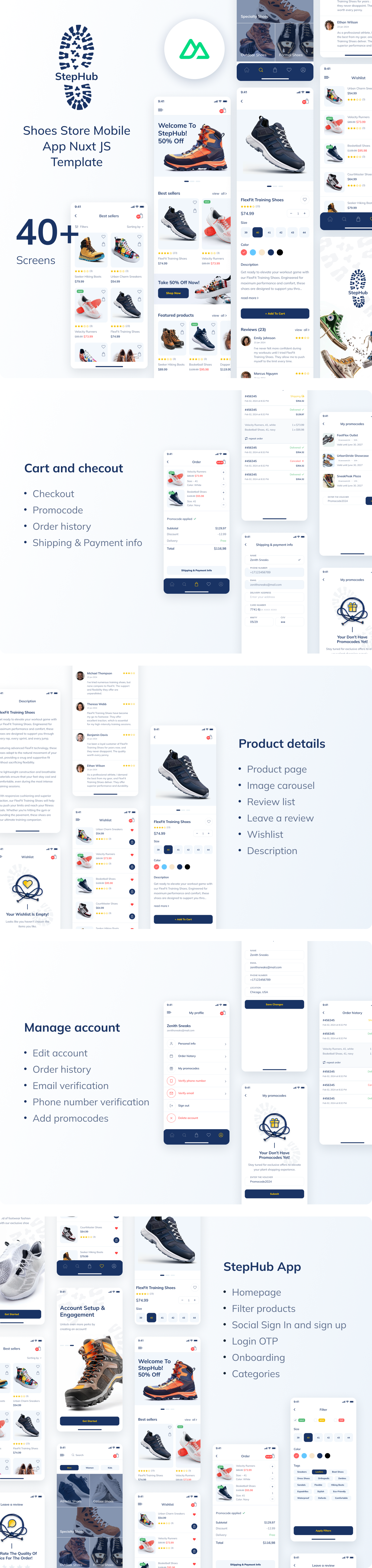 StepHub – Nuxt 4 PWA Shoes Store eCommerce Template